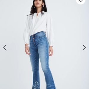 Madewell Cali Demi bootcut jeans in Bess wash button front edition